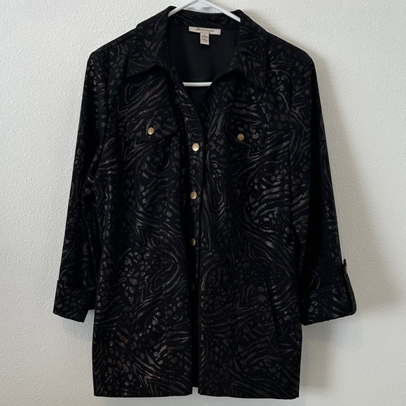 JM Collection Jackets & Blazers - JM Collection Black and Brown Patterned Women's Blazer